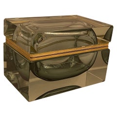 Wunderschöne Mid-Century Modern Bavaria Toso Kristallglas Ormolu Bronze Große Schachtel