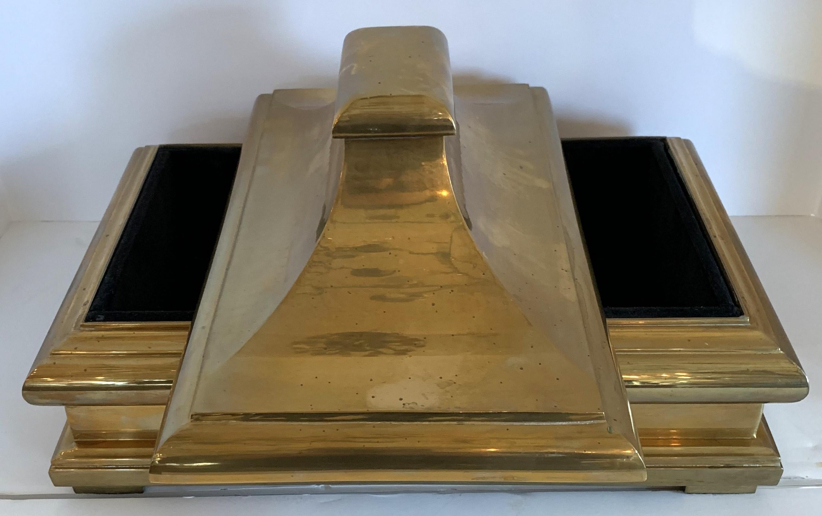 Late 20th Century Wonderful Mid-Century Modern Brass Bronze Pagoda Box Lid Chapman
