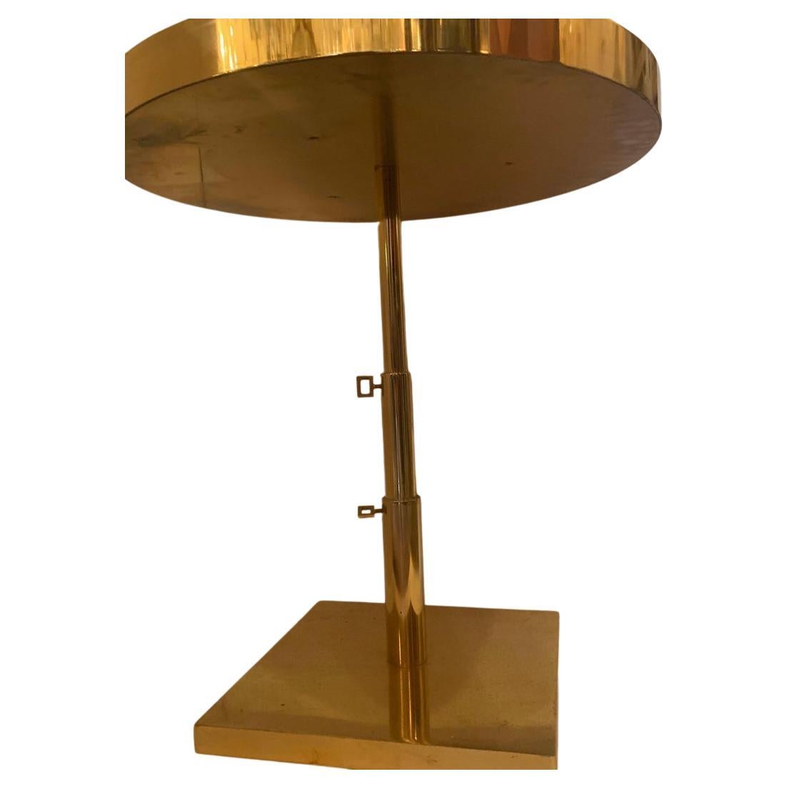 European Wonderful Mid-Century Modern Bronze Beveled Mirror Telescoping Round Side Table