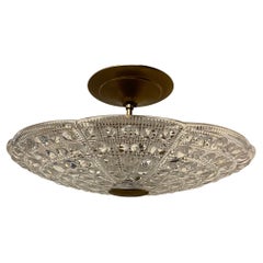 Wonderful Mid Century Modern Carl Fagerlund Brass Art Glass Semi Flush Fixture Wonderful Mid Century Modern Carl Fagerlund Brass Art Glass Semi Flush Fixture