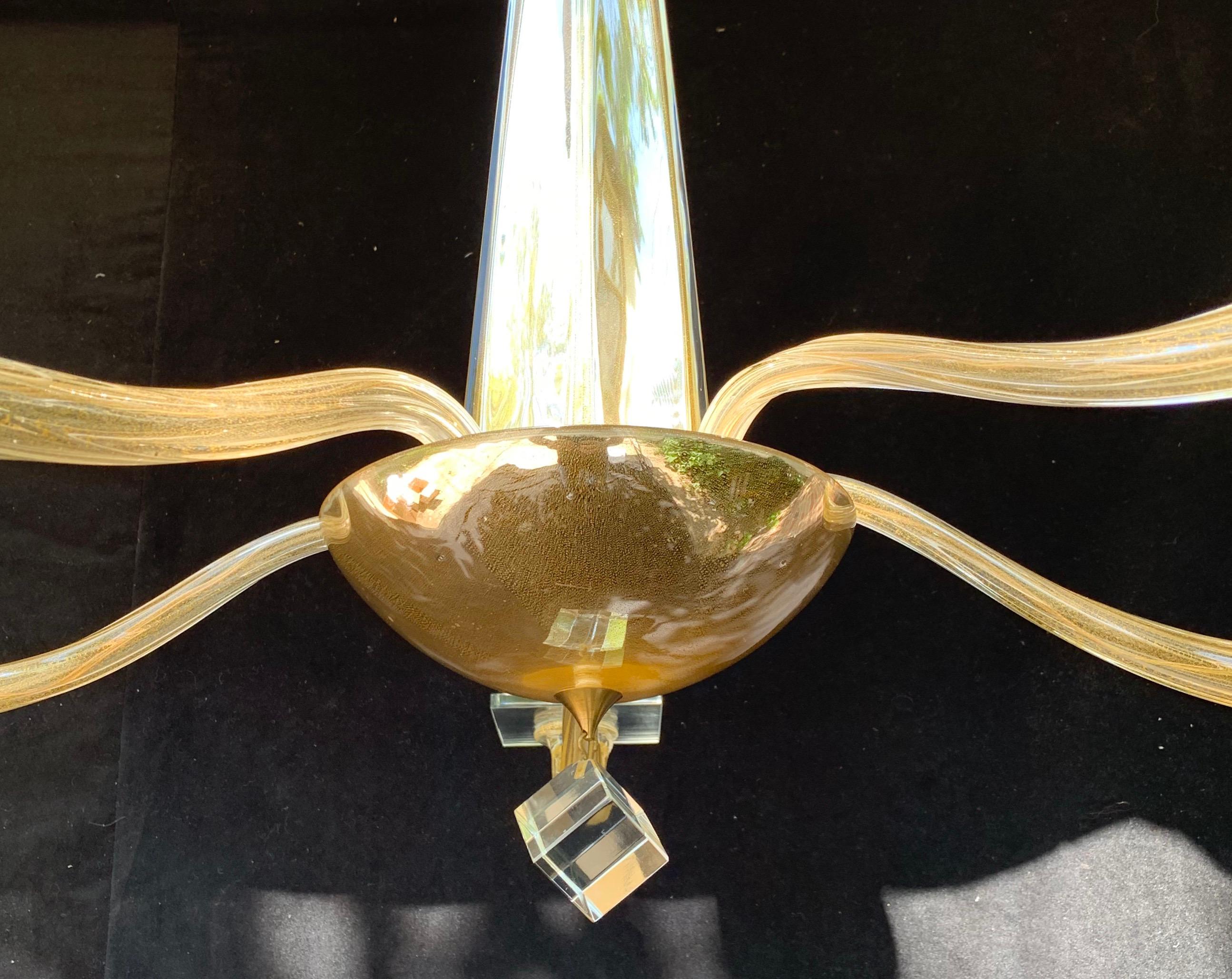 Wunderschöne Mid-Century Modern Donghia Stellare Italienisch Gold Dust Glas Kronleuchter (Moderne der Mitte des Jahrhunderts)