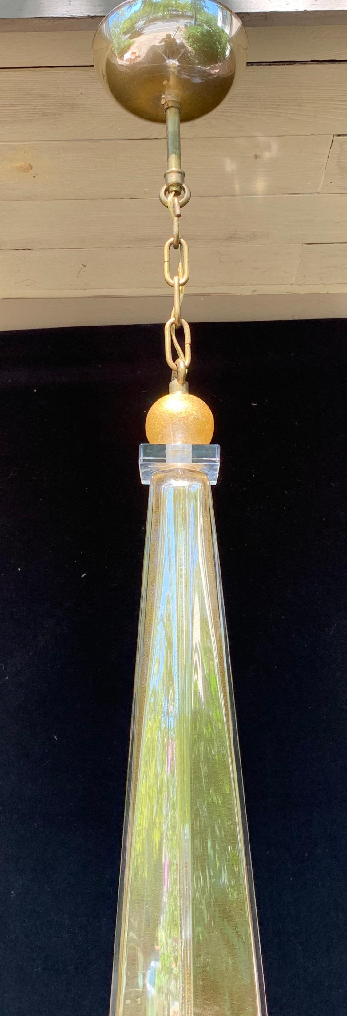 Wonderful Mid-Century Modern Donghia Stellare Italian Gold Dust Glass Chandelier In Good Condition In Roslyn, NY