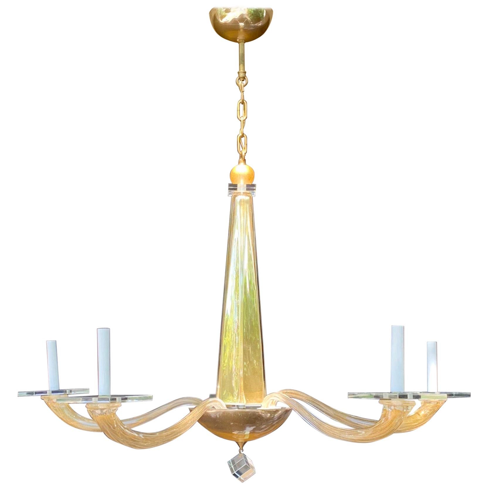 Wonderful Mid-Century Modern Donghia Stellare Italian Gold Dust Glass Chandelier