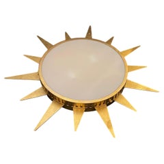 Wunderschöne Pendelleuchte im Mid-Century-Modern-Stil mit vergoldetem Sunburst-Design zur Deckenmontage