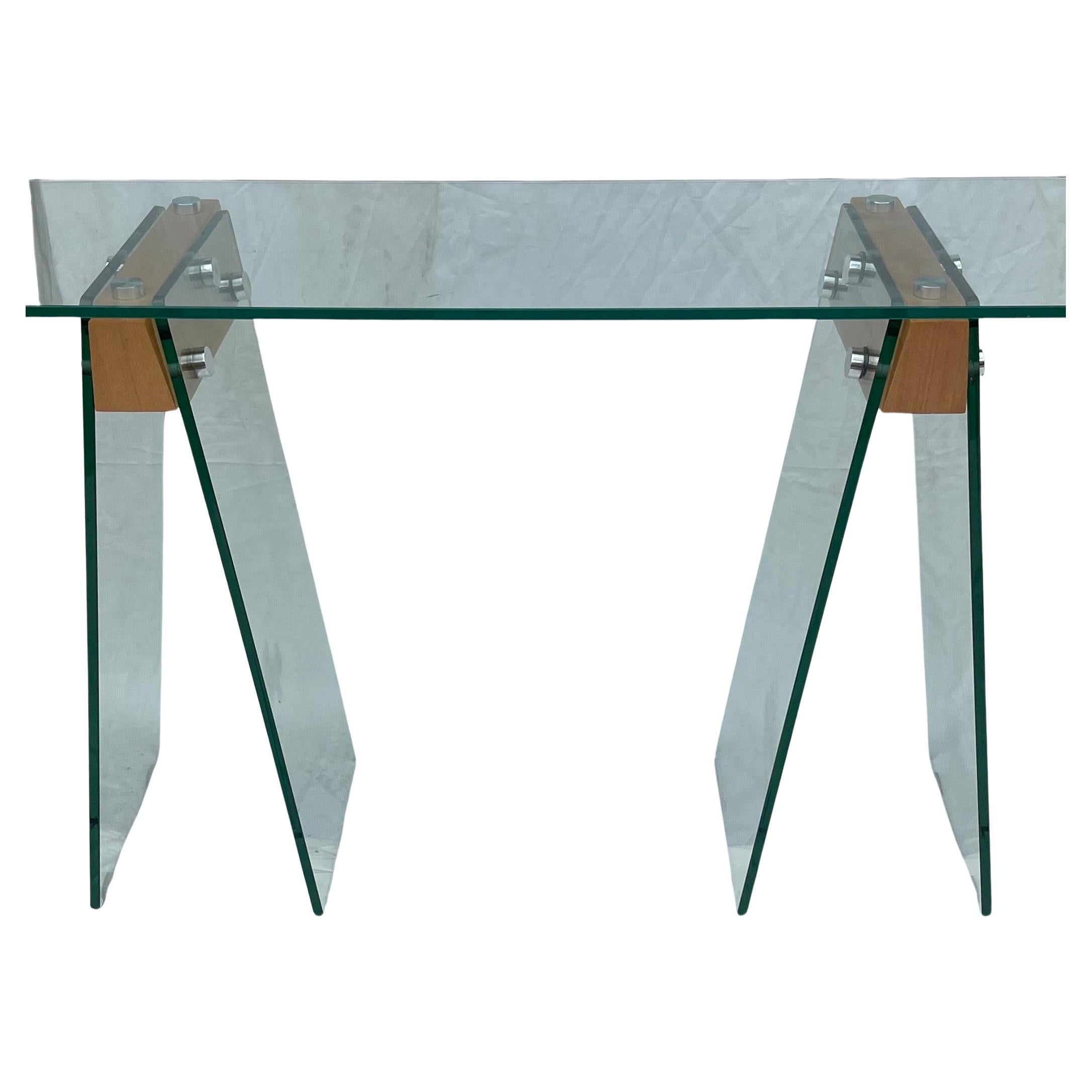 Maravillosa Mesa Consola de Madera de Cristal Moderna de Mitad de Siglo Escritorio Manner Karl Springer Moderno de mediados de siglo en venta