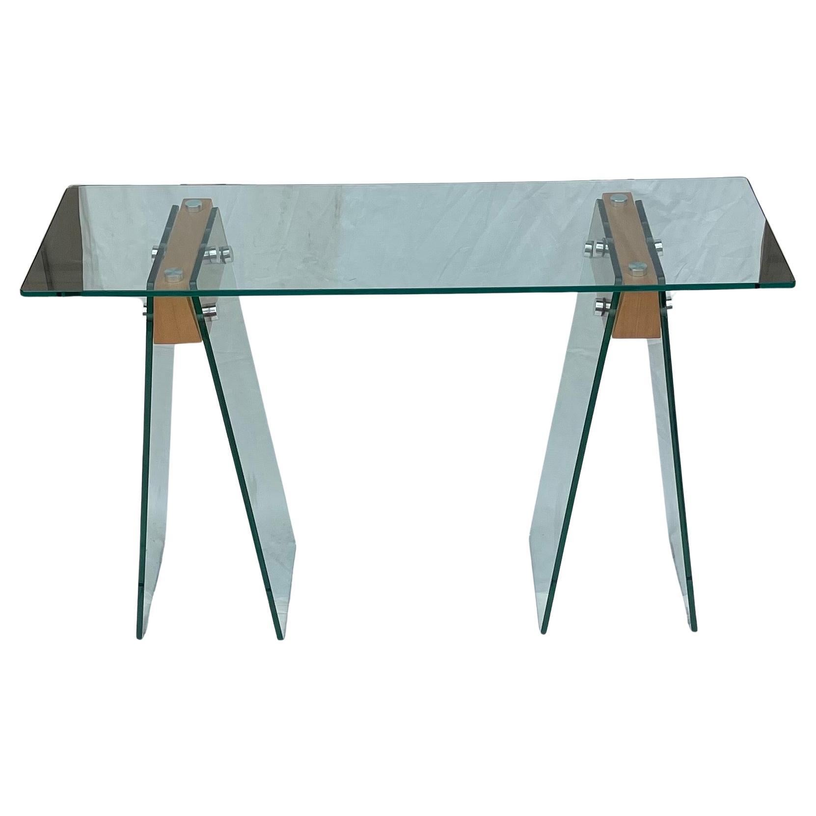 Wonderful Mid Century Modern Glass Wood Console Table Desk Manner Karl Springer