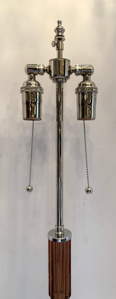 Wonderful Mid-Century Modern Italian Murano Glass Nickel Deco Lamp Lorin Marsh