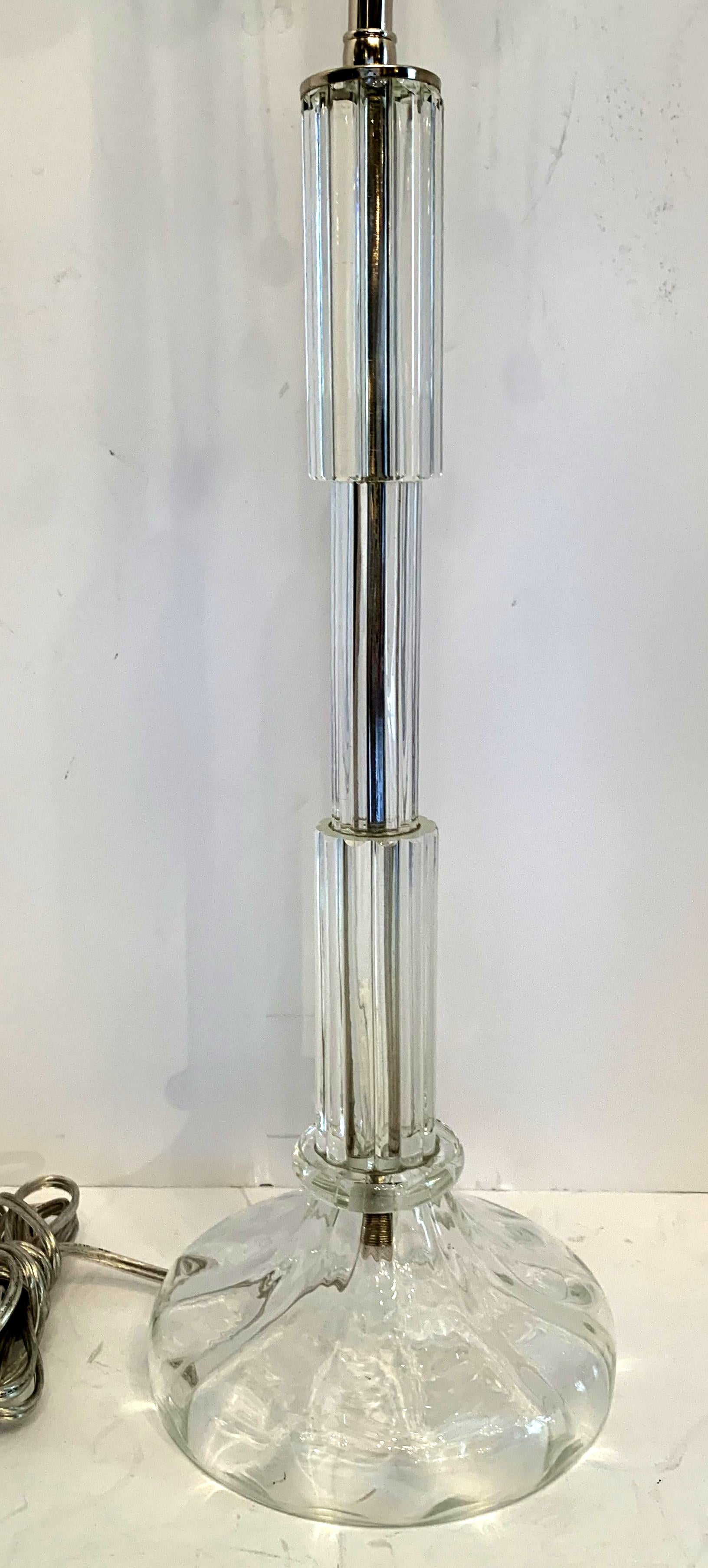 Mid-Century Modern Merveilleuse lampe italienne moderne du milieu du siècle dernier en verre de Murano et nickel déco Lorin Marsh en vente