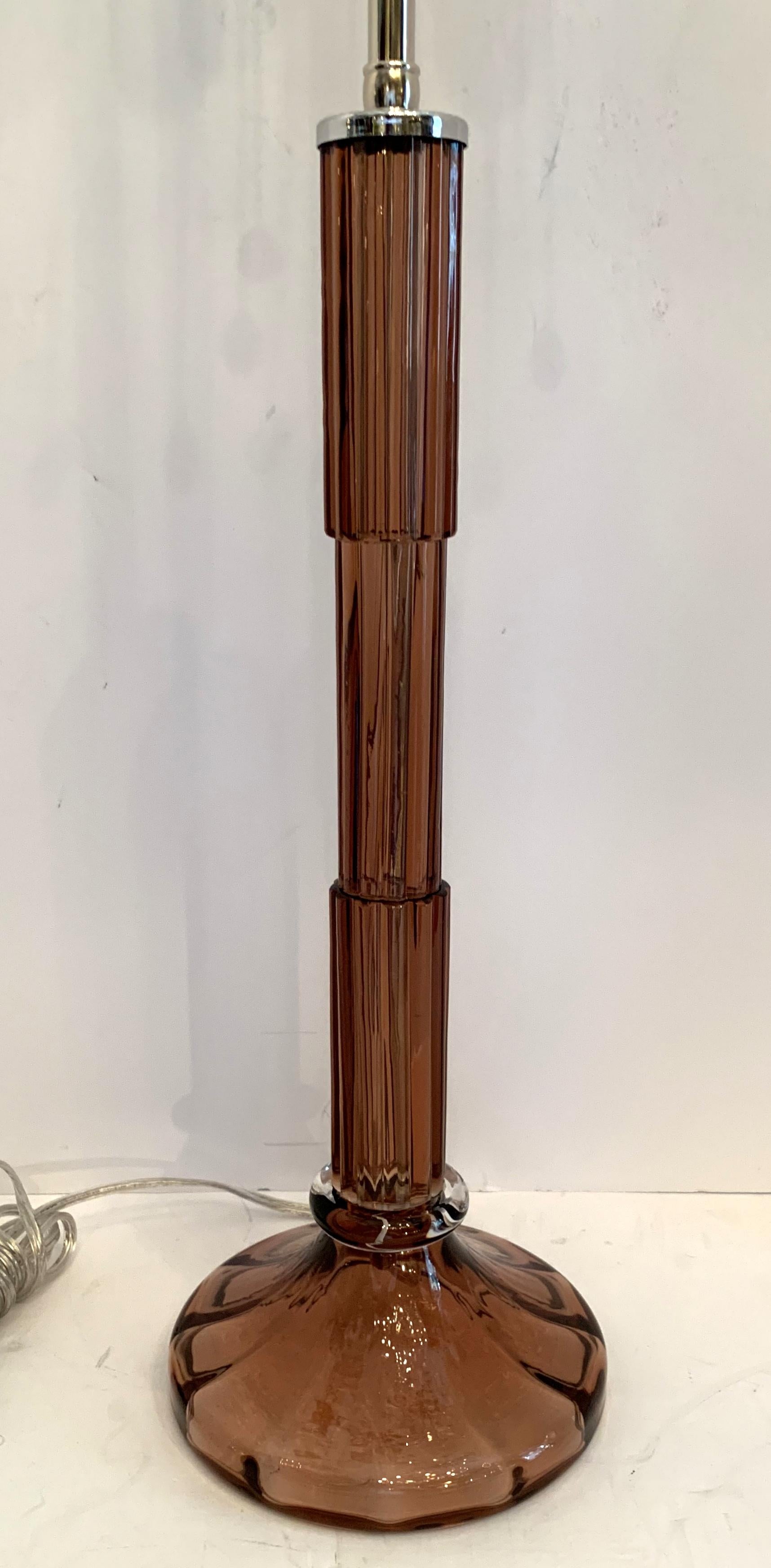 Wonderful Mid-Century Modern Italian Murano Glass Nickel Deco Lamp Lorin Marsh In Good Condition For Sale In Roslyn, NY