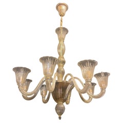 Wonderful Mid-Century Modern Italian Murano Venetian Gold Seguso Chandelier