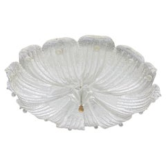 Wonderful Mid-Century Modern Large Murano Leaf Art Glass Flush Mount Fixture