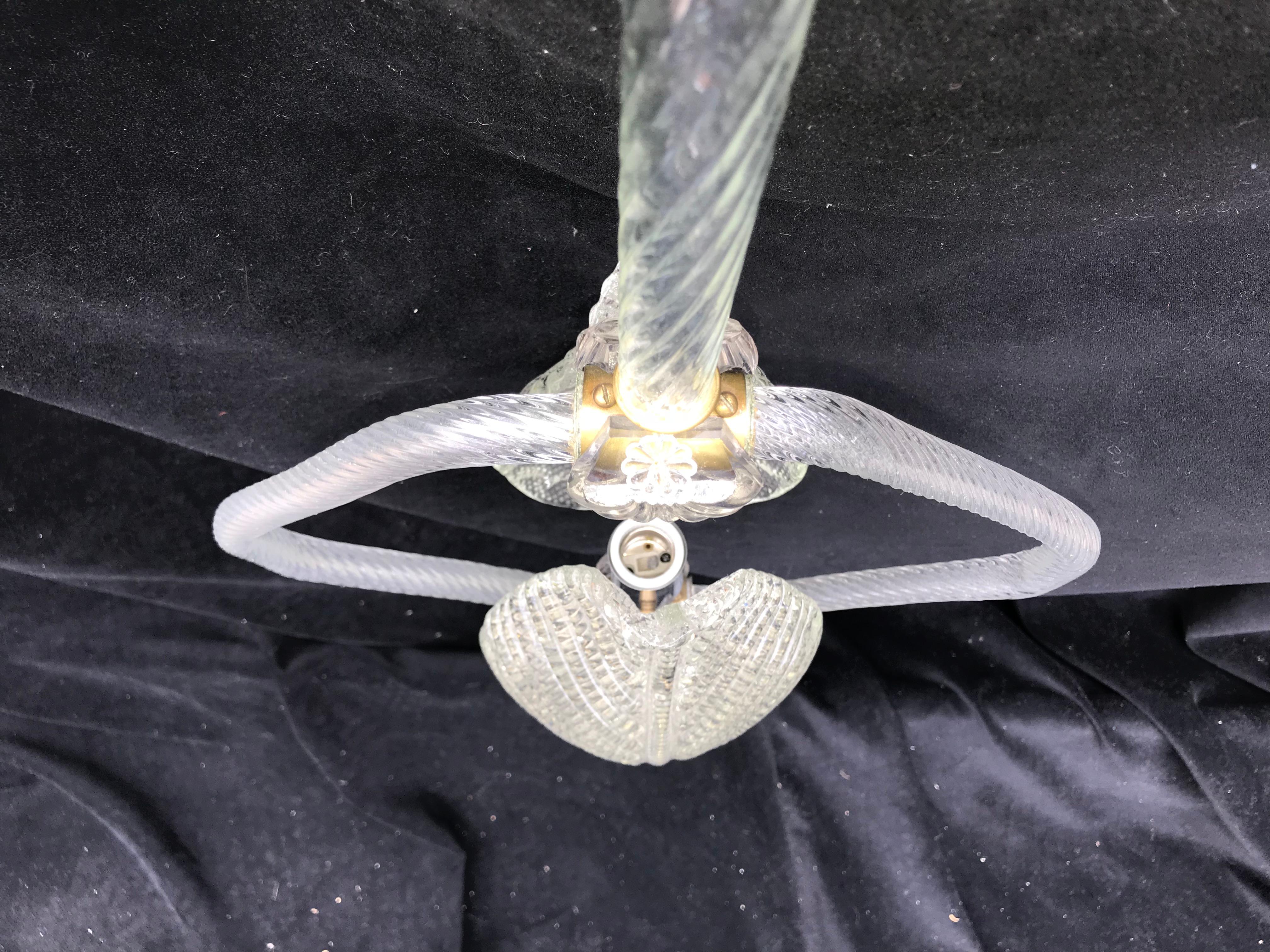 Bronze Wonderful Mid-Century Modern Leaf Art Glass Pendent Murano Chandelier Lantern