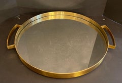 Merveilleux plateau de service rond en bronze français Lorin Marsh, de style moderne du milieu du siècle dernier