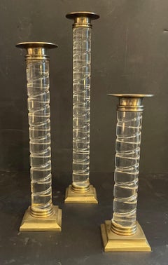 Mid-Century Modern Lorin Marsh Murano Klar Swirl Lucite Kerzenständer, Wunderschön