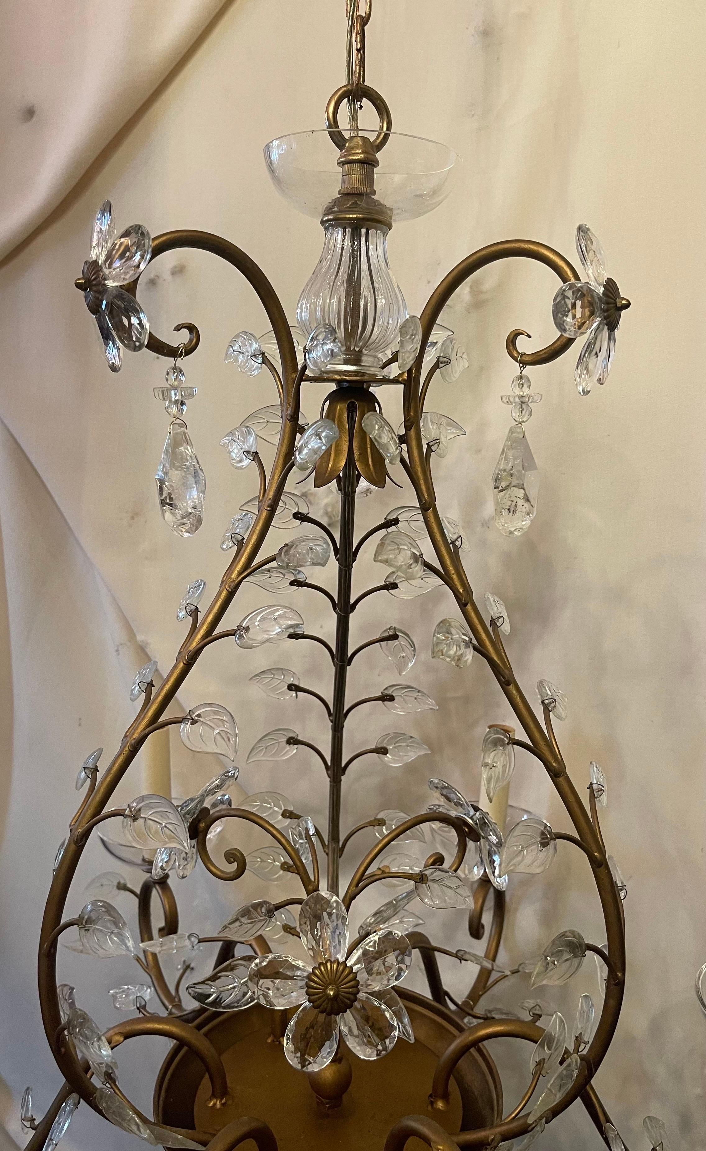 italien Merveilleux lustre en cristal de roche de la Maison Baguès de style moderne du milieu du siècle dernier en vente
