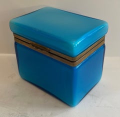 Wonderful Mid-Century Modern Murano Blue Art Glass Ormolu Brass Casket Box