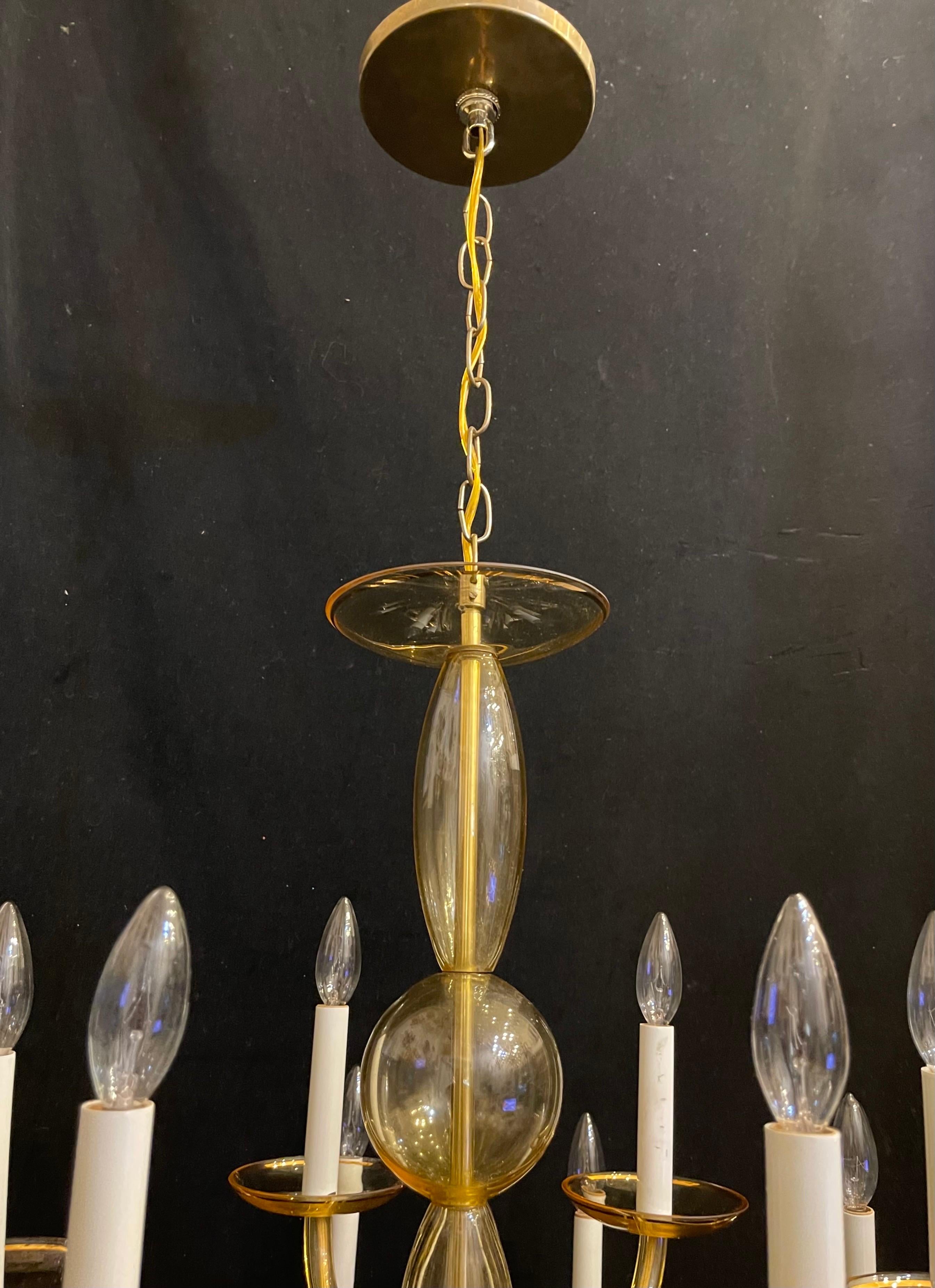 Mid-Century Modern Merveilleux lustre en verre d'art doré de Murano Toso Seguso de style moderne du milieu du siècle dernier en vente