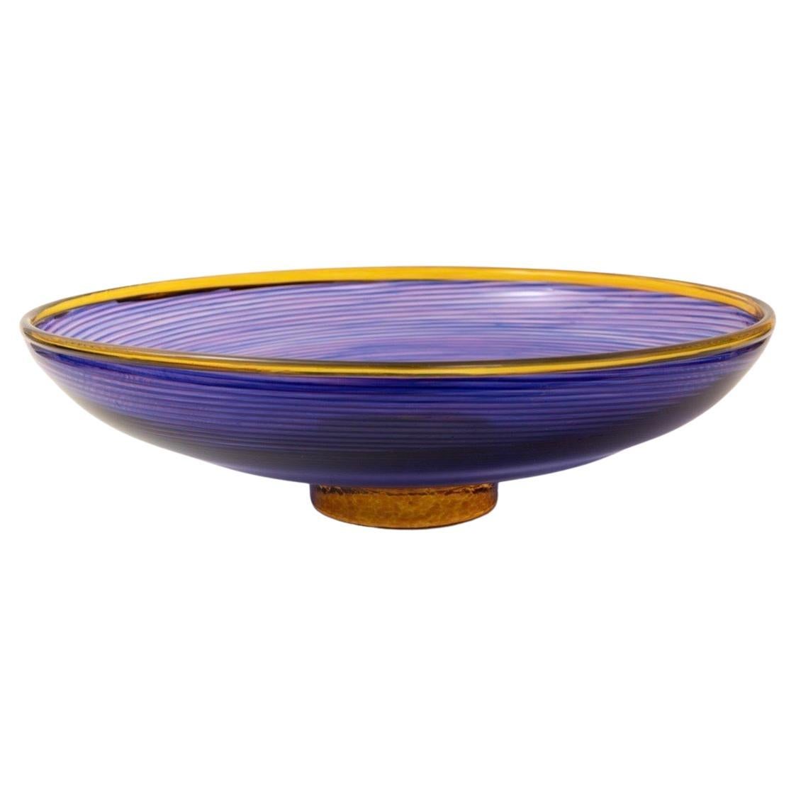 Meraviglioso centrotavola in vetro artistico di Murano viola e ametista della metà del secolo scorso