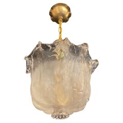 Wonderful Mid-Century Modern Murano Venetian Art Glass Bowl Brass Light Fixture
