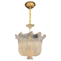 Wonderful Mid-Century Modern Murano Venetian Art Glass Bowl Brass Light Fixture