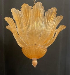 Wonderful Mid-Century Modern Murano Venetian Glass Leaf Bowl Form Light Fixture
