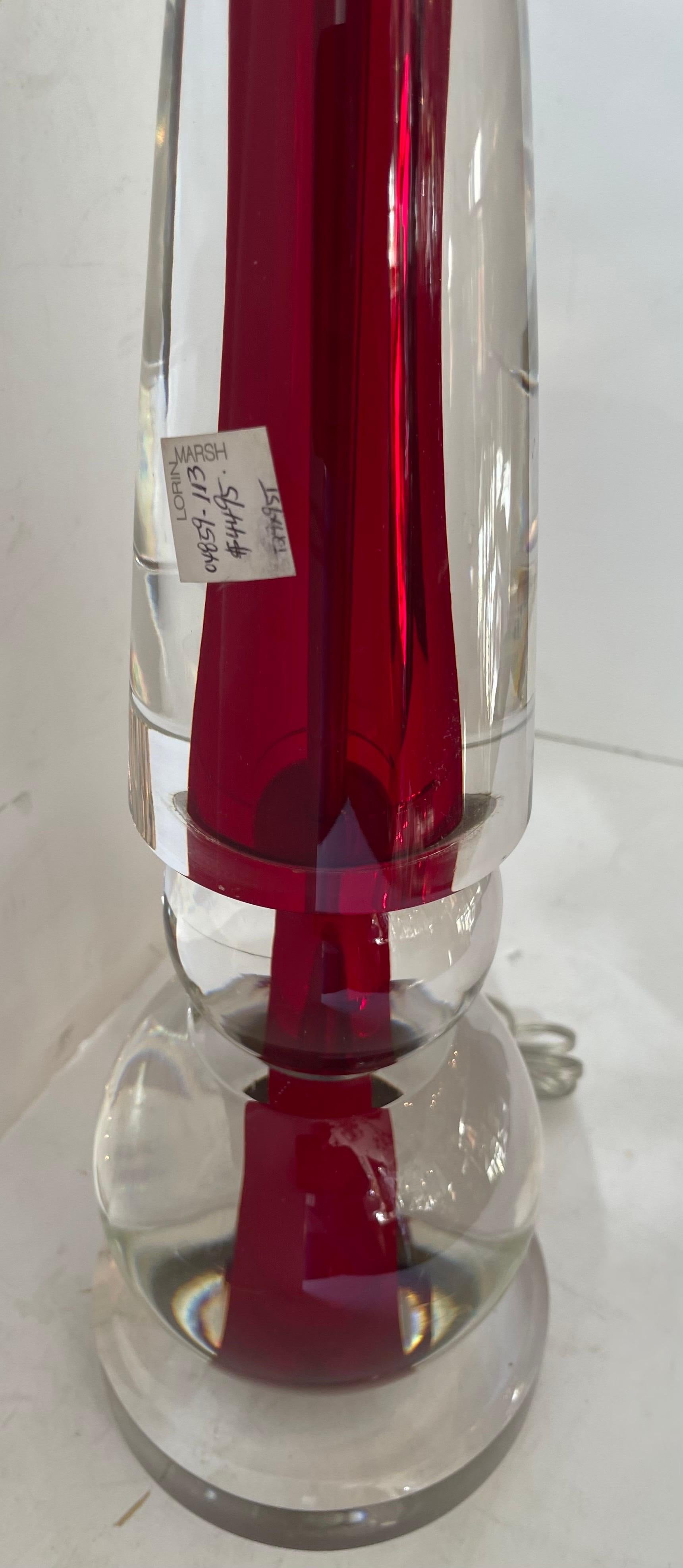 Wunderschöne venezianische Murano-Tischlampe aus rotem Lorin-Marsh-Glas, Mid-Century Modern (Italienisch) im Angebot