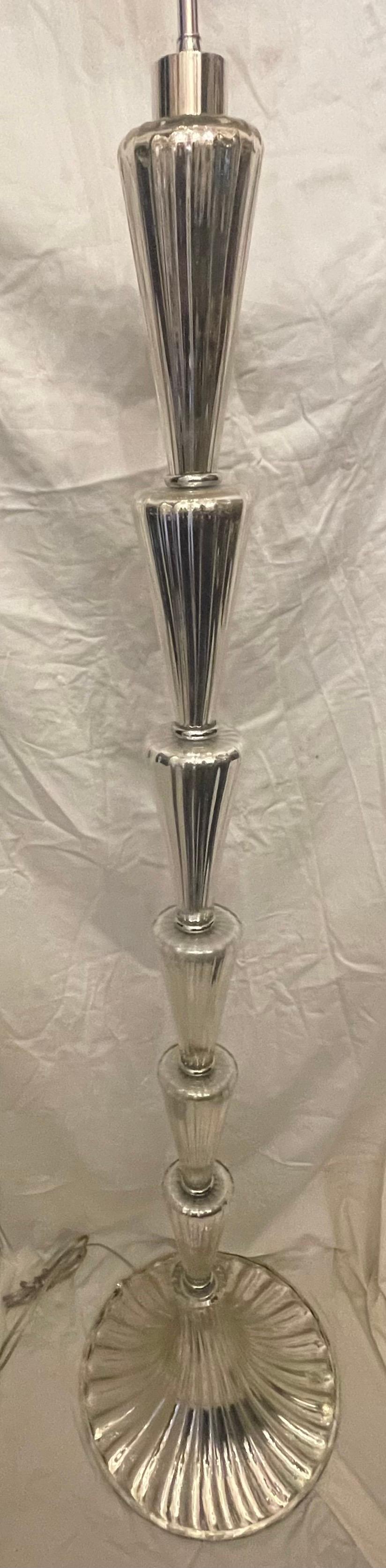 Poli Merveilleux lampadaire vénitien de Murano moderne du milieu du siècle dernier, Lorin Marsh Silver Glass en vente