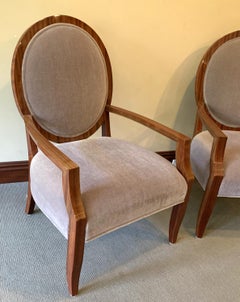 Wonderful Mid-Century Modern Pair of Macassar Wood Mohair Upholstery Armchairs