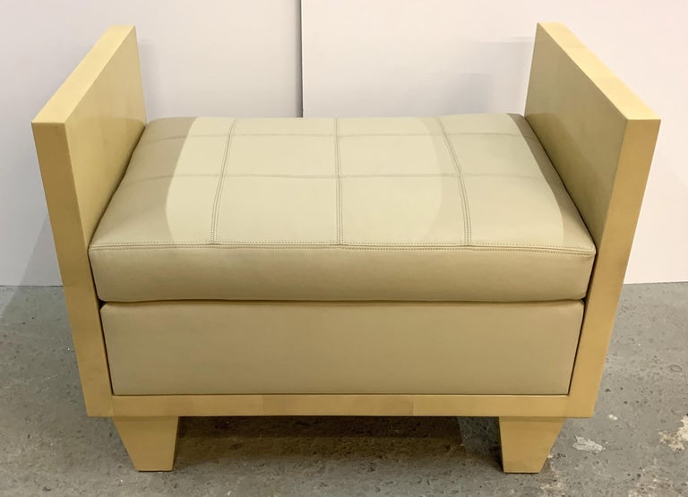 Wonderful Mid Century Modern Pair Of Natural Goat Skin Leather