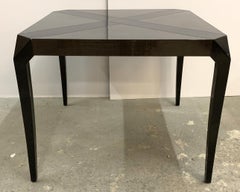 Wonderful Mid-Century Modern Palm Wood & Ebony Black Lacquer Square Card Table