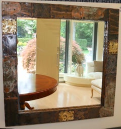 Merveilleuse table console en miroir brutaliste patchwork de style moderne du milieu du siècle dernier de Paul Evans