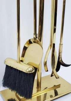Wonderful Mid-Century Modern Polished Bronze Fireplace Tool Set Danny Alessandro