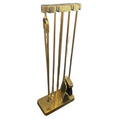 Wonderful Mid-Century Modern Polished Bronze Fireplace Tool Set Danny Alessandro