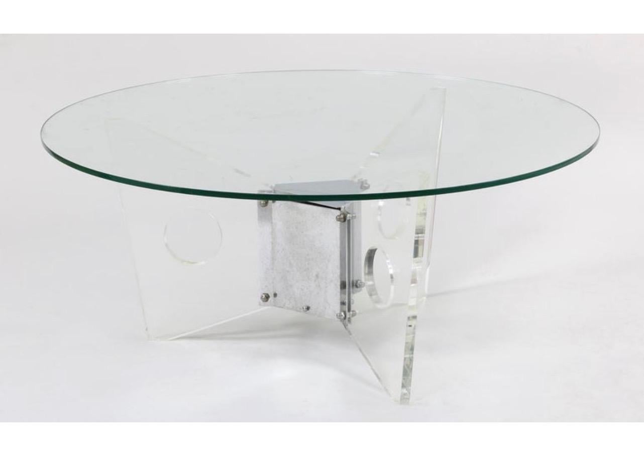contemporary glass and chrome coffee table