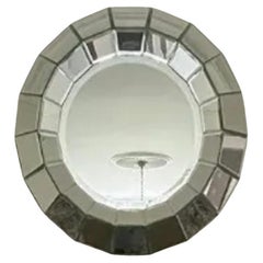Wonderful Mid-Century Modern Round Multi Faceted Beveled Venetian Large Mirror
