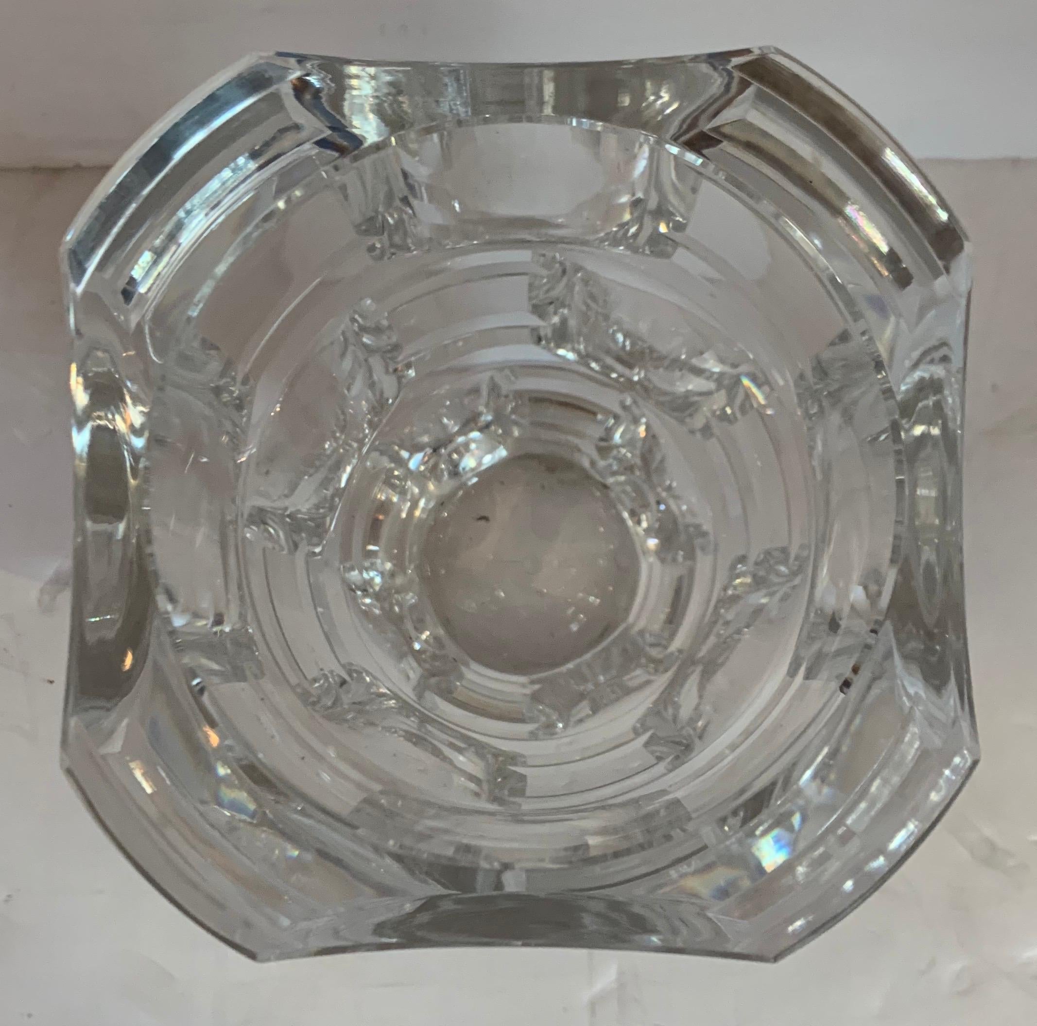 A wonderful Mid-Century Modern Val Saint Lambert style heavy cut crystal chunky vase.