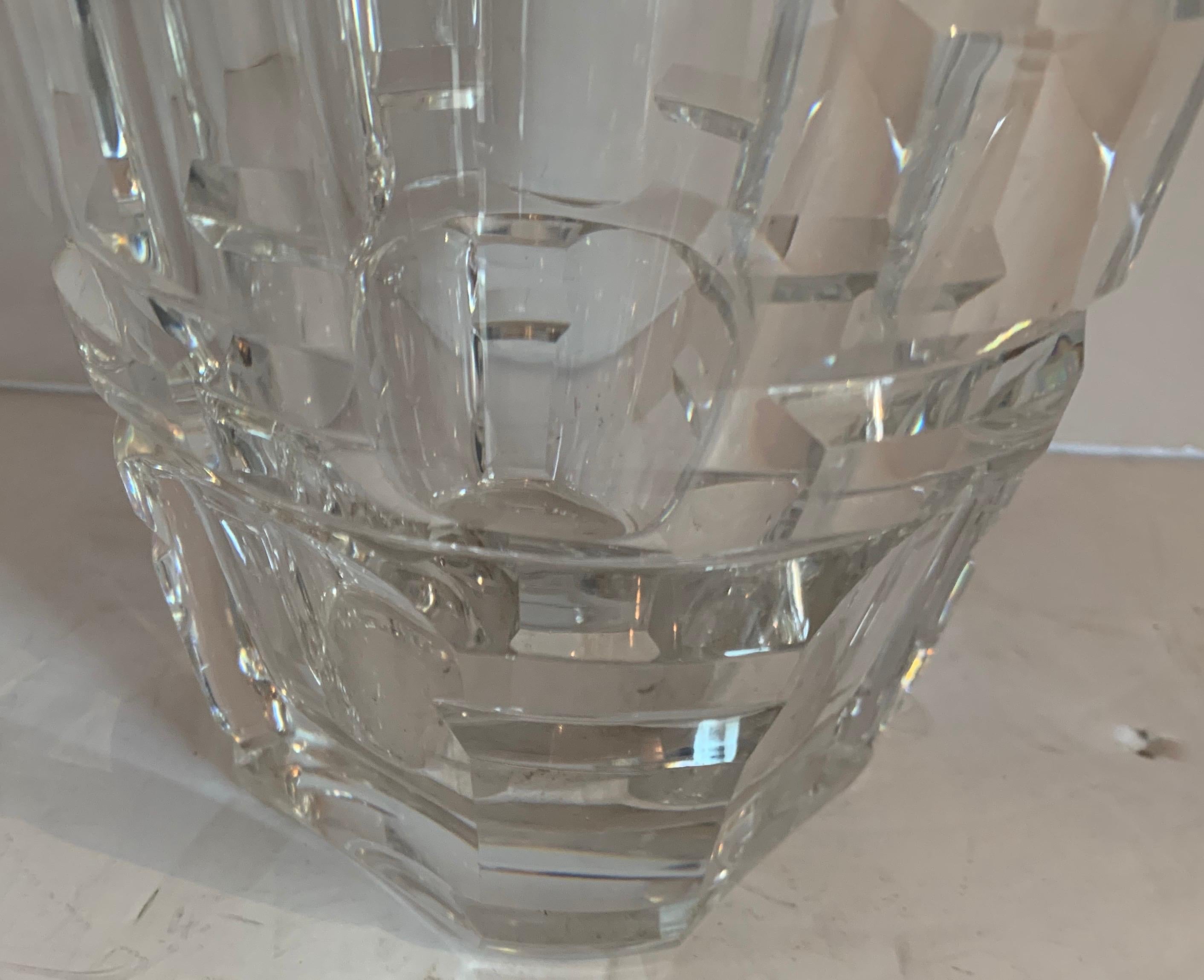 Belgian Wonderful Mid-Century Modern Val Saint Lambert Heavy Cut Crystal Chunky Vase