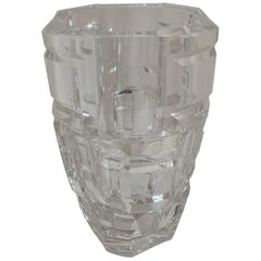 Wonderful Mid-Century Modern Val Saint Lambert Heavy Cut Crystal Chunky Vase