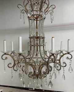 Wonderful Mid-Century Modern Venetian Large Venetian Crystal Beaded Chandelier