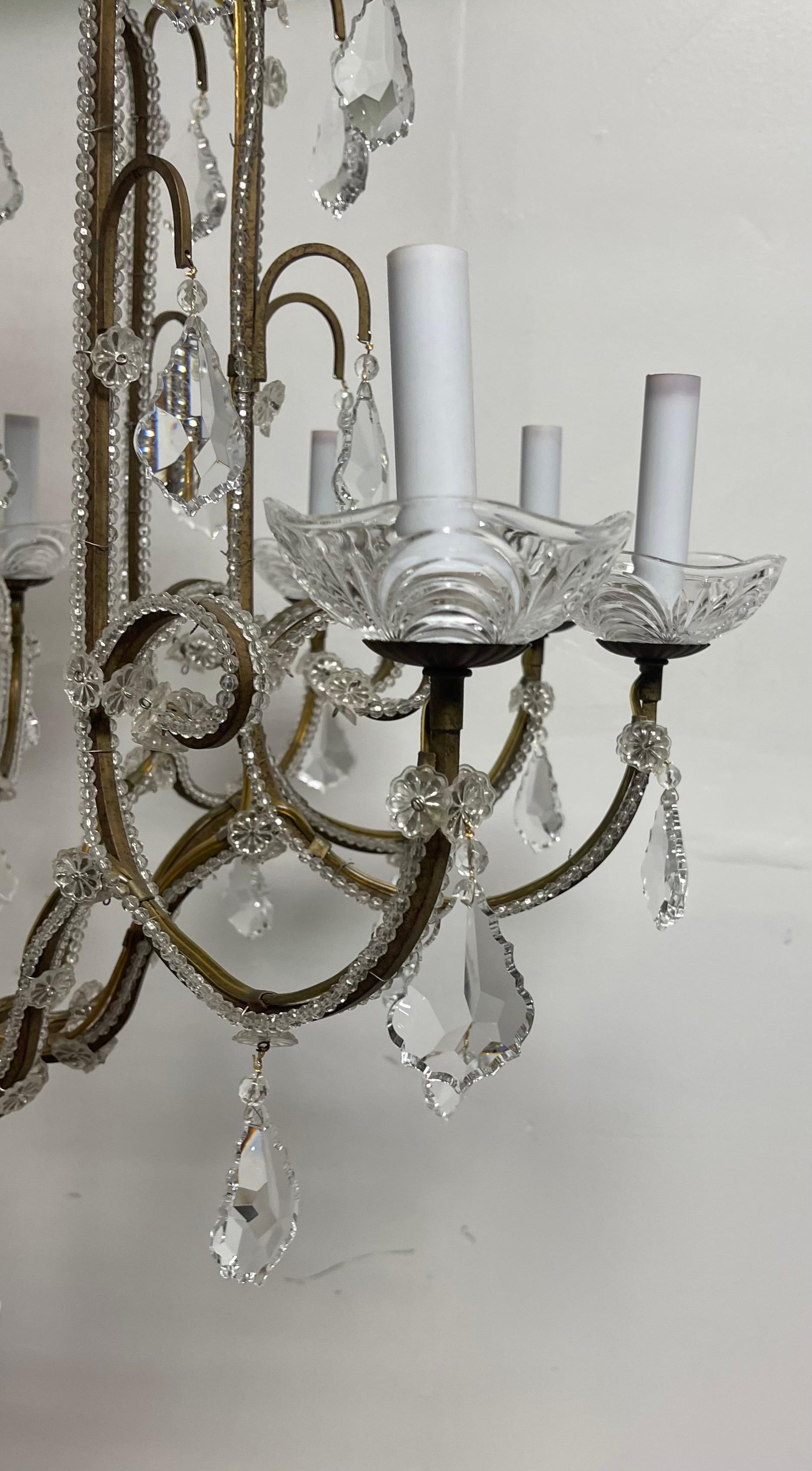 Dorato Meraviglioso lampadario di cristallo veneziano di grandi dimensioni in stile metà secolo moderno in vendita