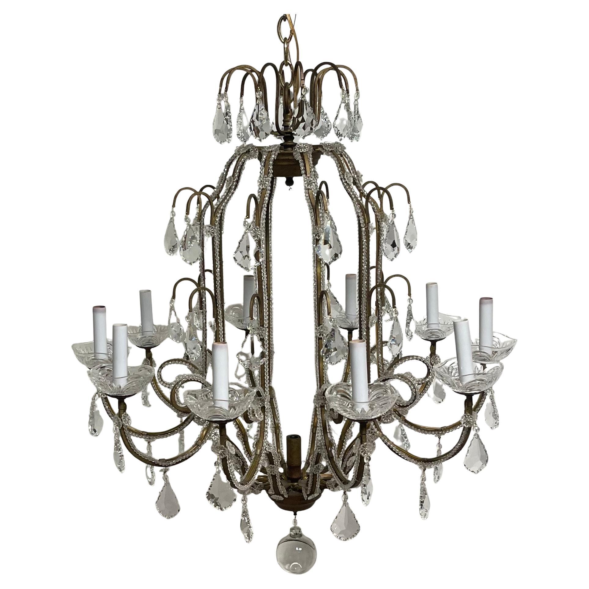 Wonderful Mid-Century Modern Venetian Large Venetian Crystal Beaded Chandelier