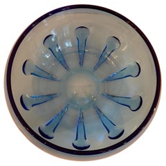 Wonderful Mid-Century Modern Verlys Teardrop Blue Art Glass Centerpiece Bowl