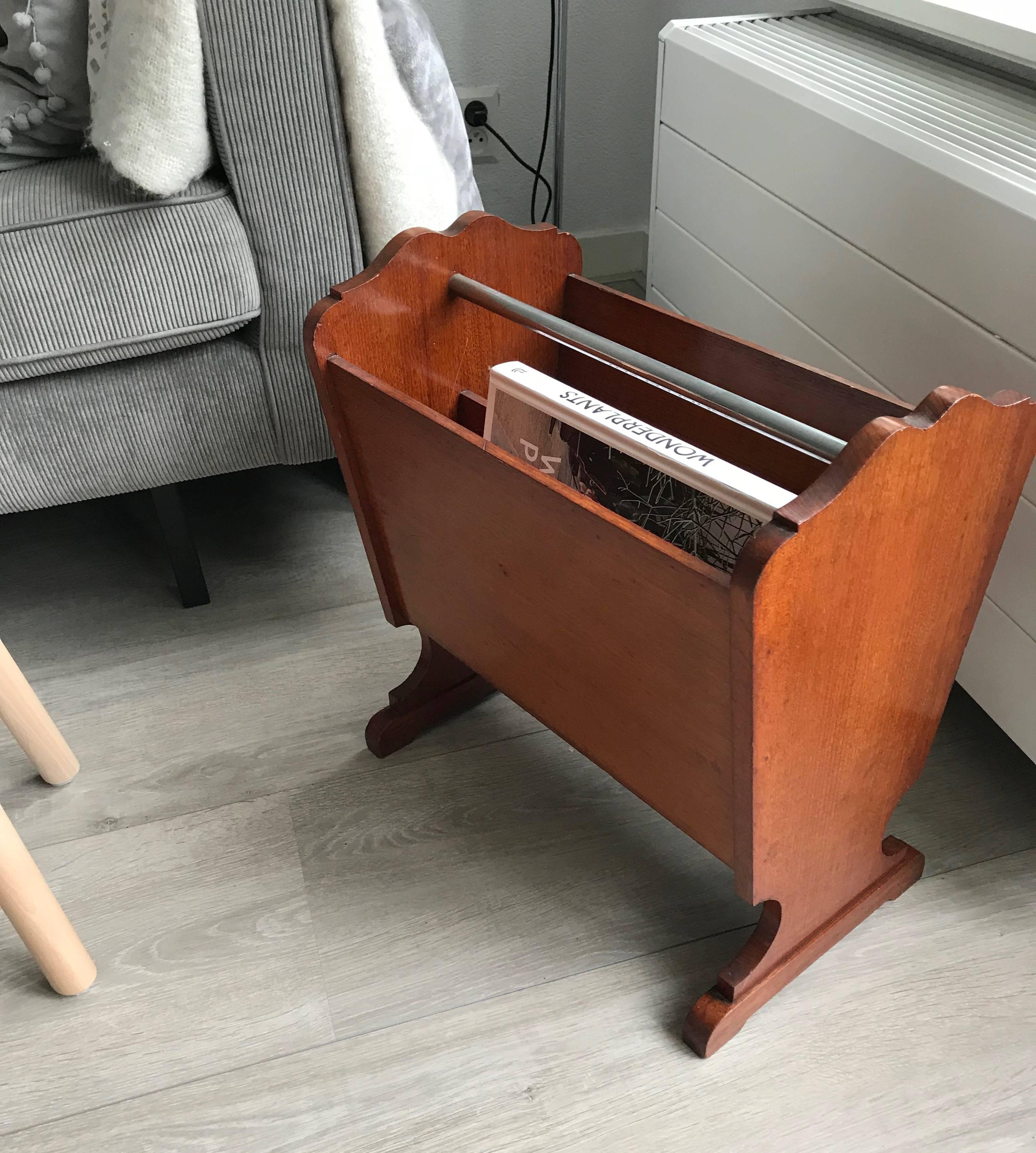 Mid-Century Modern Wonderful Midcentury Solid Teakwood Magazine/Newspaper Stand with Great Patina For Sale