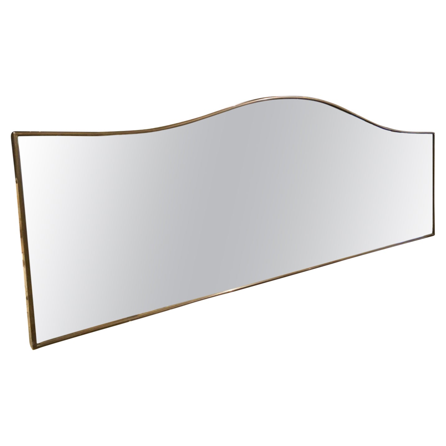 Meravigliosa specchiera italiana allungata in ottone della metà del secolo scorso (1940-50)