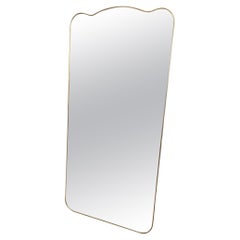 italian curved mirror Wonderful Midcentury Italian Brass Mirror, Curved Top
