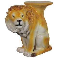 Vintage Wonderful Midcentury Italian Lion Drinks Table or Garden Stool