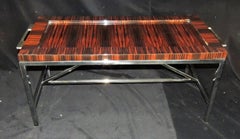 Wonderful Midcentury Macassar Ebony Polished Nickel Deco Tray Top Coffee Table