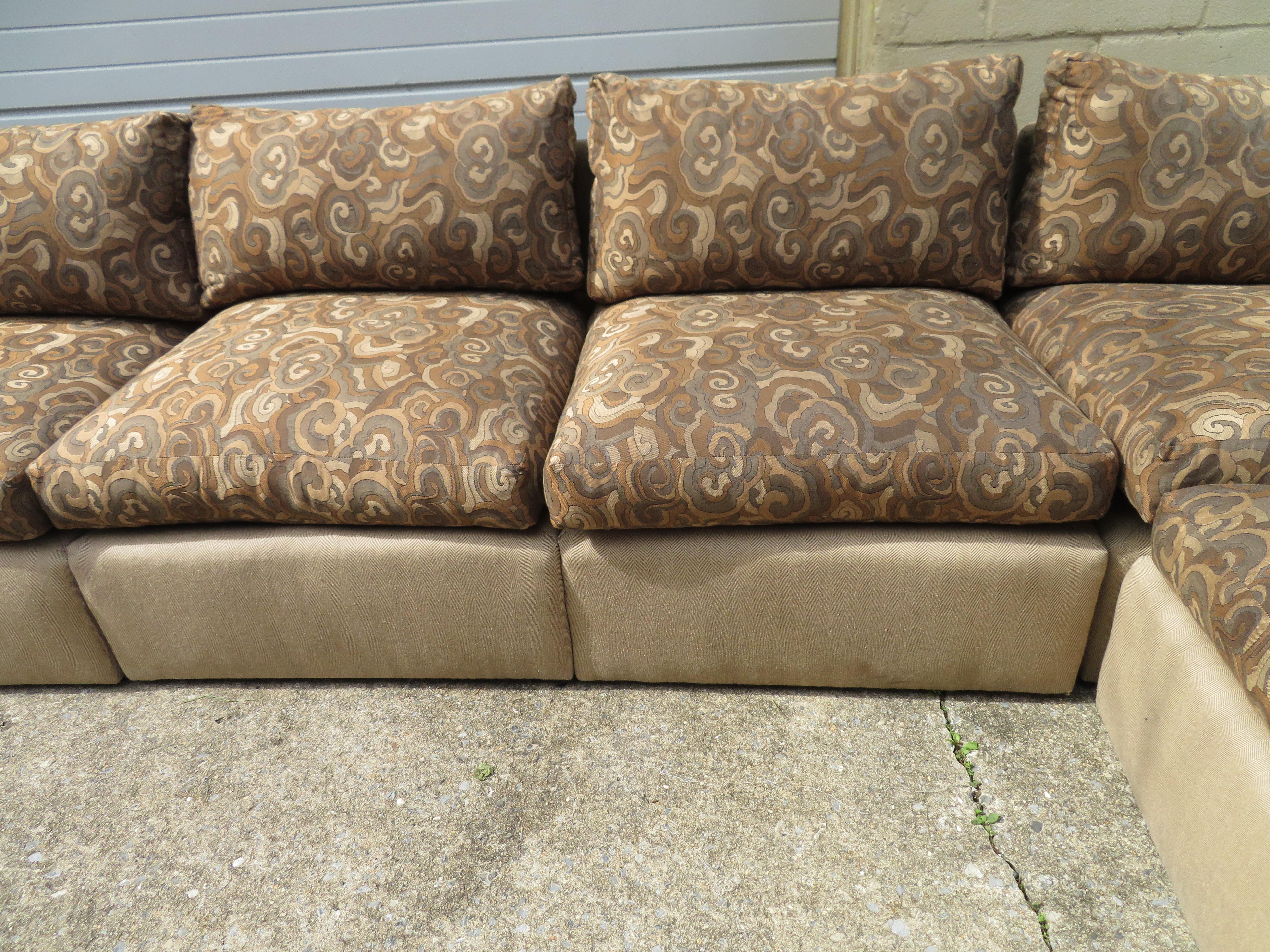 Wonderful Milo Baughman 9-Piece Curved Back Sectional Sofa Mid-Century Modern 1