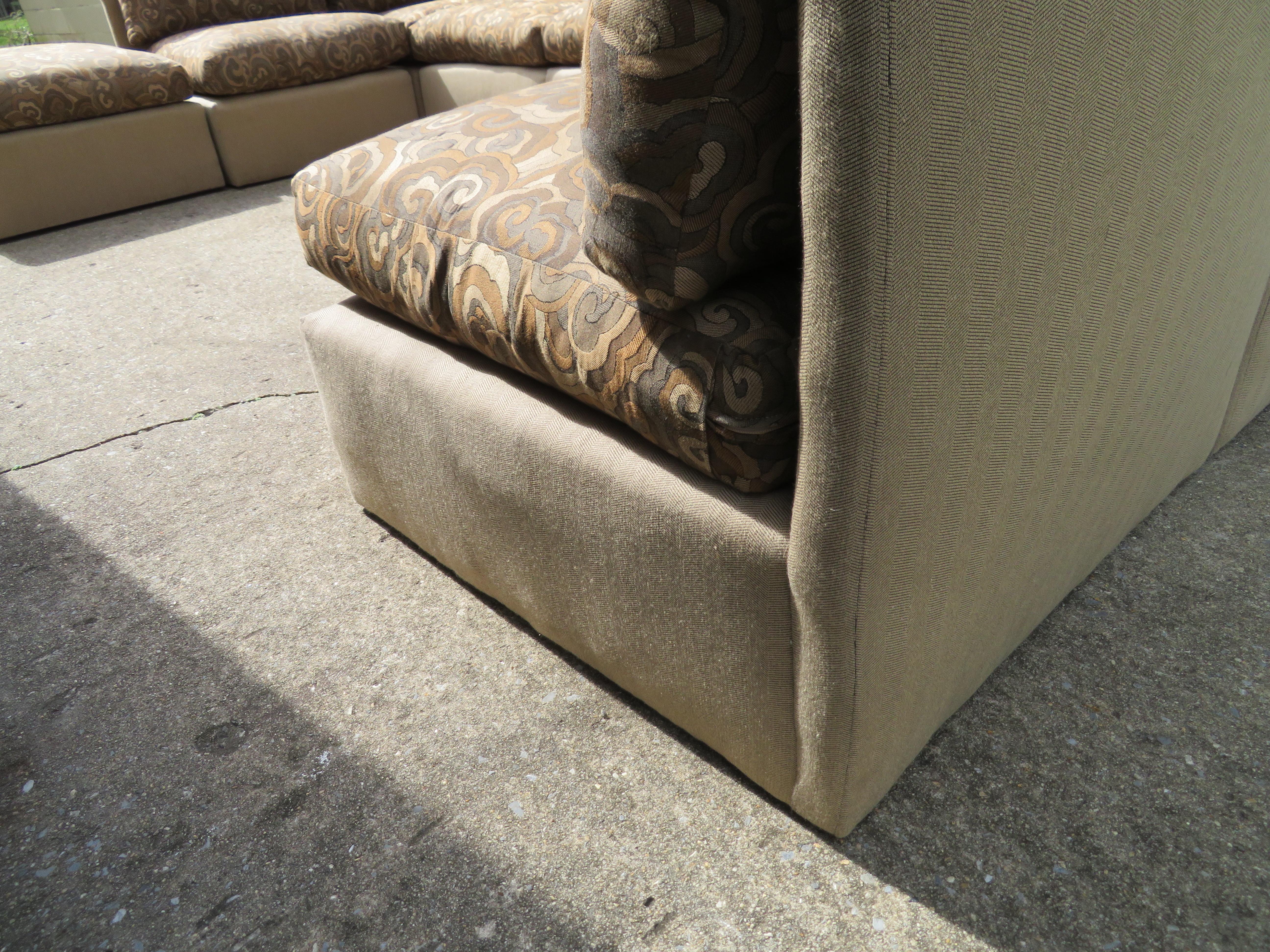 Wonderful Milo Baughman 9-Piece Curved Back Sectional Sofa Mid-Century Modern 5