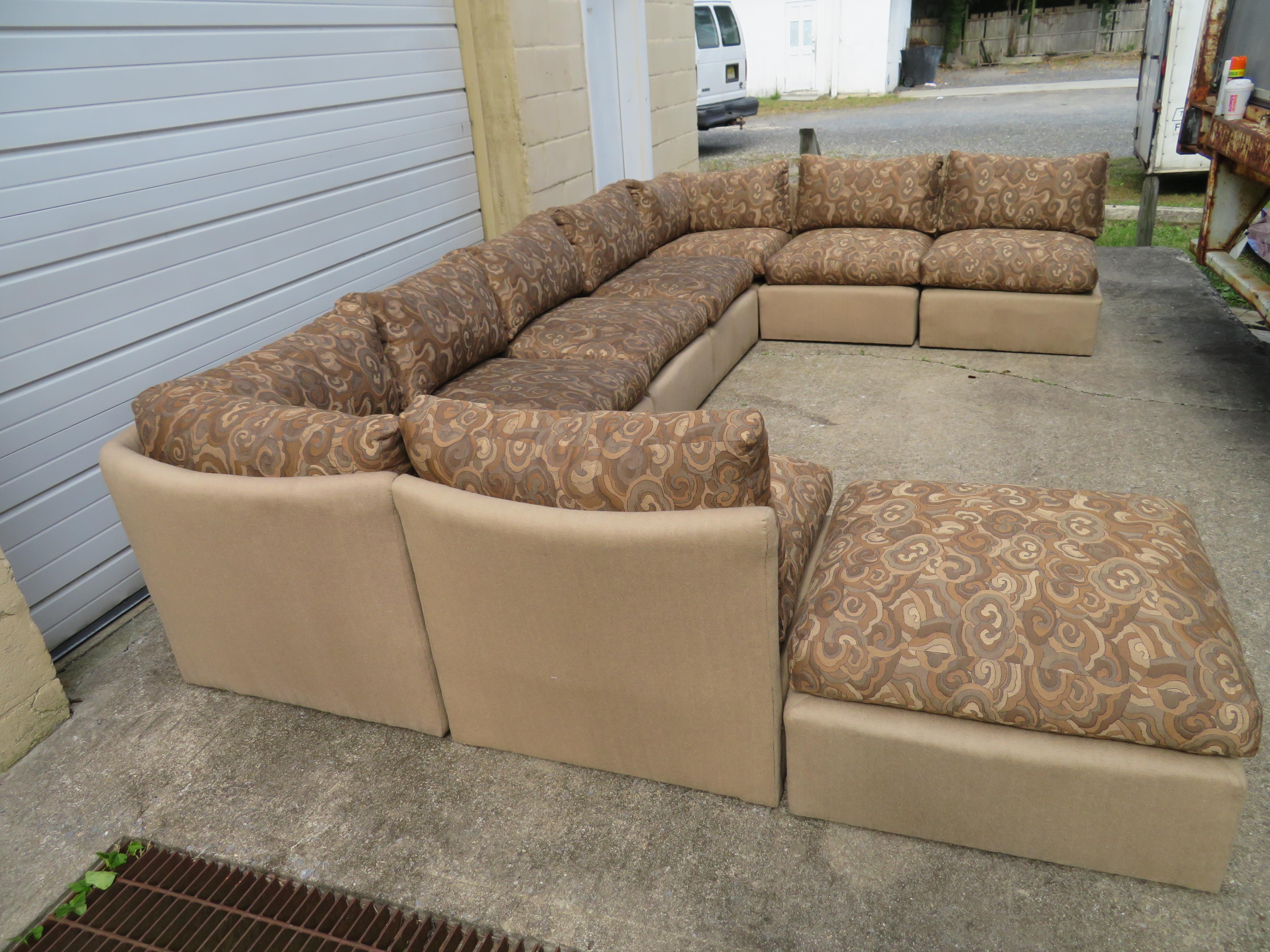 Wonderful Milo Baughman 9-Piece Curved Back Sectional Sofa Mid-Century Modern 6